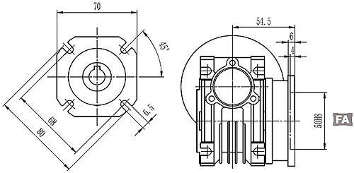 Размеры NMRV 025-030 дополнительный чертеж