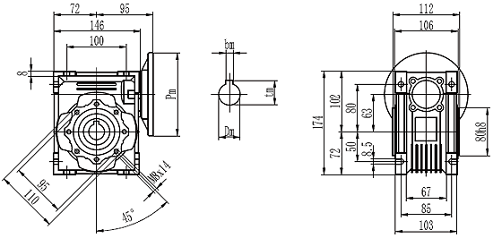 Схема геометрических размеров NMRV-063