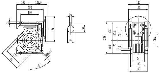 Чертеж мотор-редуктора NMRV-090 рисунок 1