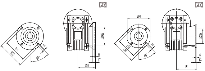 Чертеж мотор-редуктора NMRV-090 рисунок 4 дополнительный