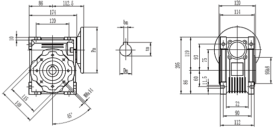 Редуктор NMRV-075 строительный чертеж